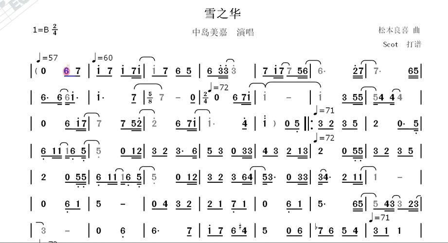 中岛美嘉雪之华，中岛美嘉雪之华简谱