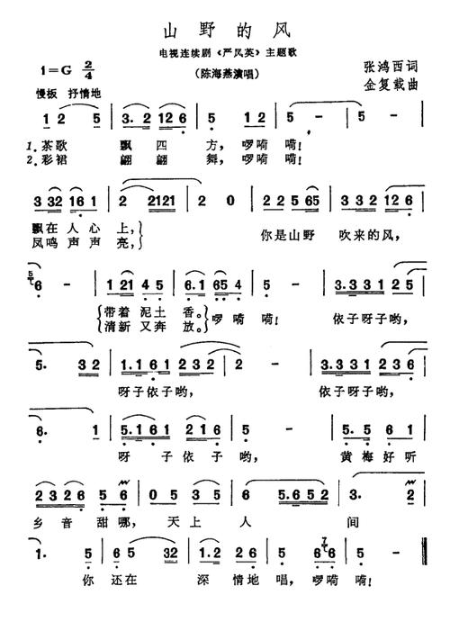 山野的风歌词，山野的风歌词表达什么！